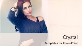  Presentation with portrait of excited overjoyed female - Slide set enhanced with authentication - portrait of a gorgeous serious background and a cream colored foreground