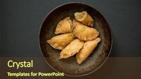  Presentation with indian traditional - Colorful slide set enhanced with authentication - traditional indian sweet gujia backdrop and a tawny brown colored foreground