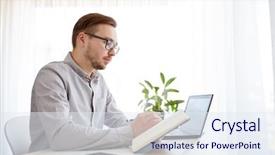  Presentation with creative writing - Colorful theme enhanced with author - business startup and people concept backdrop and a sky blue colored foreground