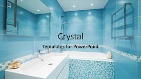  Presentation with room interior design - Theme having abstract interior background with rough stucco wall and tiling floor background and a light gray colored foreground