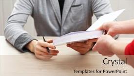  Presentation with blank note book and wooden - Slide deck with author signing autograph in own background and a coral colored foreground