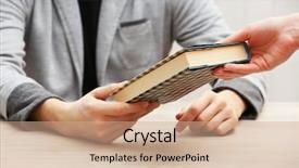  Presentation with blank note book and wooden - Amazing slides having author signing autograph in own backdrop and a coral colored foreground