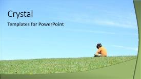  Presentation with autism - Beautiful PPT theme featuring autism - photo of young boy sitting backdrop and a light gray colored foreground