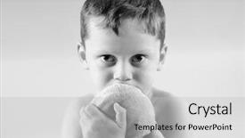  Presentation with autism - Slides featuring autism - young boy looking concerned background and a light gray colored foreground