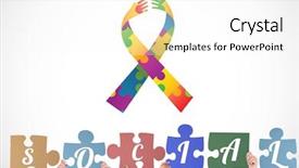  Presentation with social - Presentation theme featuring social jigsaw pieces against white background and a white colored foreground