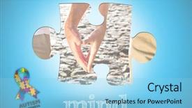  Presentation with senior couple - Presentation featuring autism puzzle - word mind and happy senior background and a light blue colored foreground
