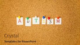  Presentation with stuck - Amazing presentation design having autism stuck on cork board shot in studio backdrop and a gold colored foreground