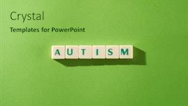  Presentation with autism - Presentation featuring autism-word-cubes-on-green background and a yellow colored foreground