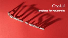 Presentation with autism - Presentation theme featuring autism-word-on-red-background background and a crimson colored foreground