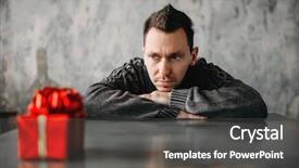  Presentation with gift - Presentation theme with autistic - autist man sitting against gift background and a dark gray colored foreground