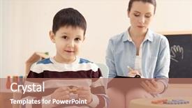  Presentation with autism - Presentation theme featuring autistic disorder at child background and a coral colored foreground