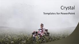  Presentation with autistic - Colorful PPT theme enhanced with autistic sitting on a chair backdrop and a sky blue colored foreground