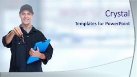  Presentation with mechanic - PPT theme having auto - car mechanic background and a sky blue colored foreground