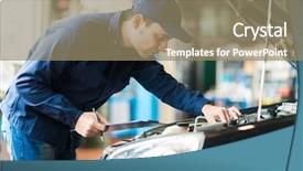  Presentation with mechanic - Amazing presentation theme having auto - mechanic at work in his backdrop and a coral colored foreground