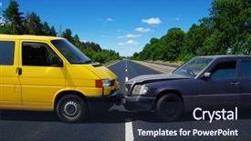  Presentation with street accident - Colorful slide deck enhanced with auto accident involving two cars backdrop and a wine colored foreground