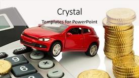  Presentation with auto insurance - PPT theme having auto and calculator rising costs background and a white colored foreground
