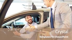  Presentation with car business - Slide deck with auto business car sale consumerism background and a coral colored foreground