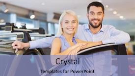  Presentation with car buying - Beautiful presentation design featuring auto business car sale consumerism backdrop and a light blue colored foreground