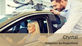  Presentation with car buying - Slide deck with auto business car sale consumerism background and a coral colored foreground