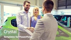  Presentation with car dealer - Amazing PPT theme having auto business car sale backdrop and a coral colored foreground