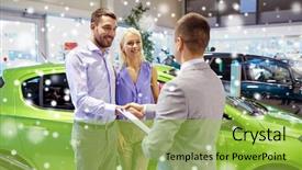  Presentation with car dealer - PPT theme consisting of auto business car sale background and a yellow colored foreground