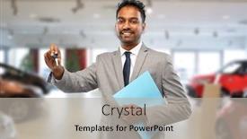  Presentation with car dealer - Presentation design featuring auto-business-sale-and-people background and a light gray colored foreground