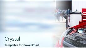  Presentation with auto - Presentation theme featuring auto cars - car engine background and a sky blue colored foreground