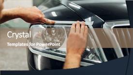  Presentation with auto detailing - Colorful PPT theme enhanced with auto detailing of car headlights backdrop and a coral colored foreground
