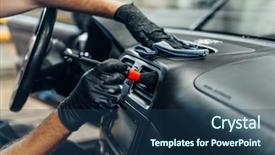  Presentation with auto detailing - Beautiful presentation design featuring auto detailing of car interior backdrop and a ocean colored foreground