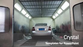  Presentation with waiting - Presentation design with auto expo - car in a workshop waiting background and a dark gray colored foreground