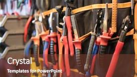  Presentation with tool belt tools - Audience pleasing PPT layouts consisting of auto industry fait - variety tools on garage wall backdrop and a tawny brown colored foreground