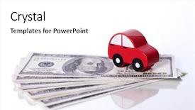  Presentation with dollar - Presentation theme having auto leasing - red car over a lot background and a white colored foreground
