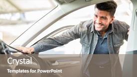 Presentation with look - PPT layouts with auto leasing - young smiling man taking taking background and a gray colored foreground