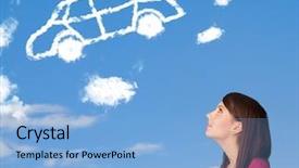  Presentation with smoke cloud - Theme enhanced with tire smoke - casual young girl looking background and a  colored foreground