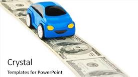  Presentation with toy - Beautiful presentation design featuring toy car on money road backdrop and a cream colored foreground