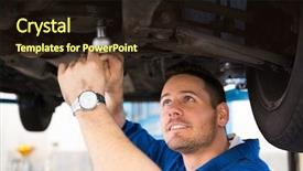  Presentation with auto repair - Cool new presentation with auto maintenance - mechanic examining under the car backdrop and a wine colored foreground