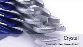  Presentation with clipping - Cool new PPT layouts with auto maintenance - silver spanners isolated with clipping backdrop and a light blue colored foreground