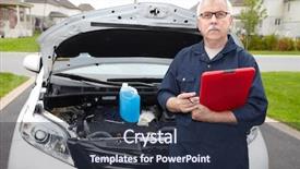  Presentation with auto repair - Beautiful PPT layouts featuring auto mechanic checking engine car repair service backdrop and a tawny brown colored foreground