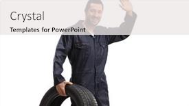  Presentation with auto - Theme with auto-mechanic-holding-a-vehicle background and a white colored foreground