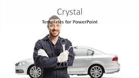  Presentation with mechanic tools - Beautiful presentation theme featuring auto-mechanic-holding-tools-nd backdrop and a white colored foreground