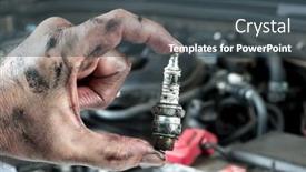  Presentation with old car - Beautiful PPT theme featuring auto-mechanic-holds-an-old backdrop and a ocean colored foreground