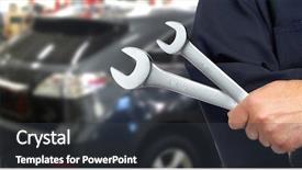  Presentation with auto repair - Slides enhanced with auto mechanic in car repair background and a  colored foreground