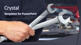  Presentation with auto repair - Slides with auto mechanic in car repair background and a wine colored foreground