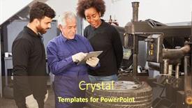  Presentation with mechanic tablet - Colorful PPT layouts enhanced with auto-mechanic-or-mechatronics-engineer backdrop and a tawny brown colored foreground