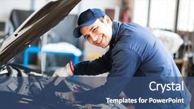  Presentation with car engine - Beautiful slides featuring auto mechanic putting oil backdrop and a ocean colored foreground