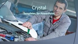  Presentation with auto repair - Theme having auto mechanic repair car background and a ocean colored foreground