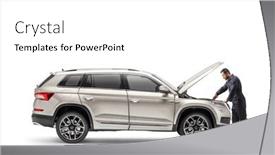  Presentation with suv - Presentation design enhanced with auto-mechanic-repairing-a-suv background and a white colored foreground
