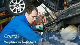  Presentation with mechanic car service repair maintenance - Cool new presentation theme with auto mechanic repairman examining automobile backdrop and a  colored foreground