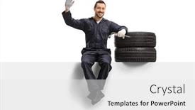  Presentation with tires - Presentation design enhanced with auto-mechanic-sitting background and a white colored foreground