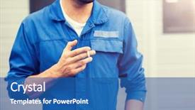  Presentation with auto repair - Audience pleasing slide set consisting of auto mechanic smoking cigarett backdrop and a ocean colored foreground